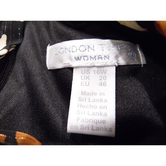 NWT London Times Dress Womens 16W Multi Tie Neck Chiffon Fit‎ & Flare Midi $130 - Picture 5 of 13